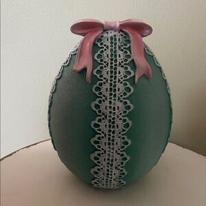 Easter Decorative Egg with Pink Bow and Lace